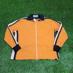 Vintage 80s MOD Track Jacket Womens XL 23x23 Orange